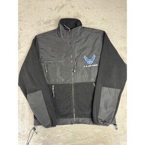 U.S. Air Force Fleece Jacket Black Gray Zip Up Men’s Small